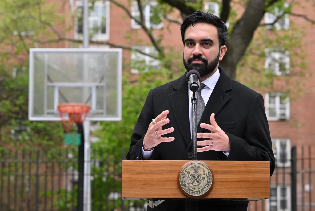 NYC mayor Zorhan Mamdani made Earth Day related announcement at the NYCHA Woodside Houses in Woodside Queens this morning.