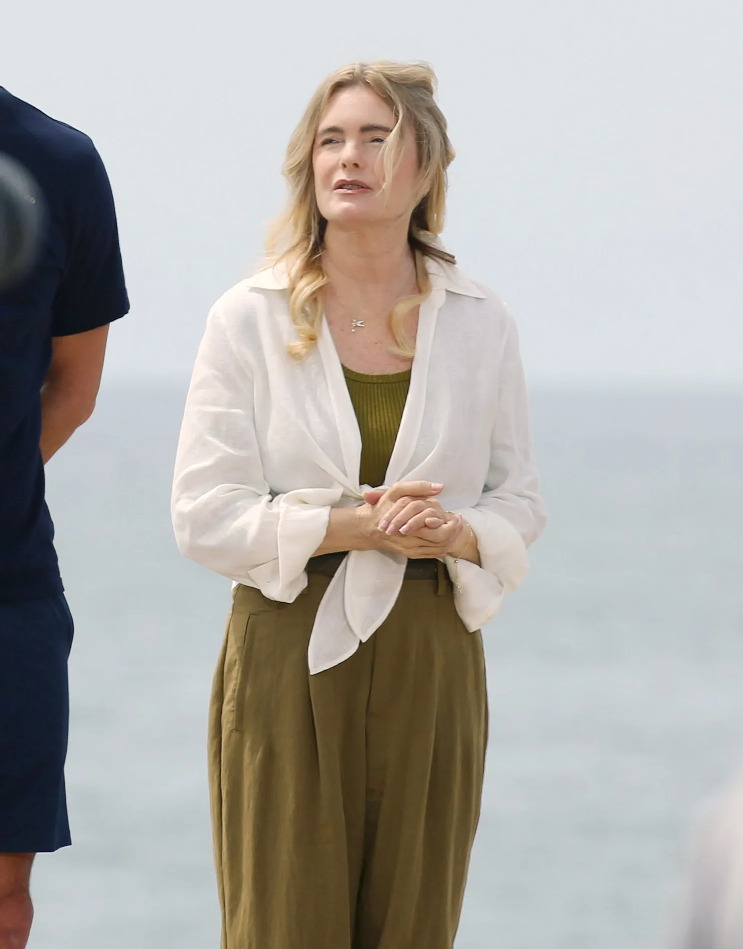 Original Baywatch star Erika Eleniak on the set of the reboot in Los Angeles.