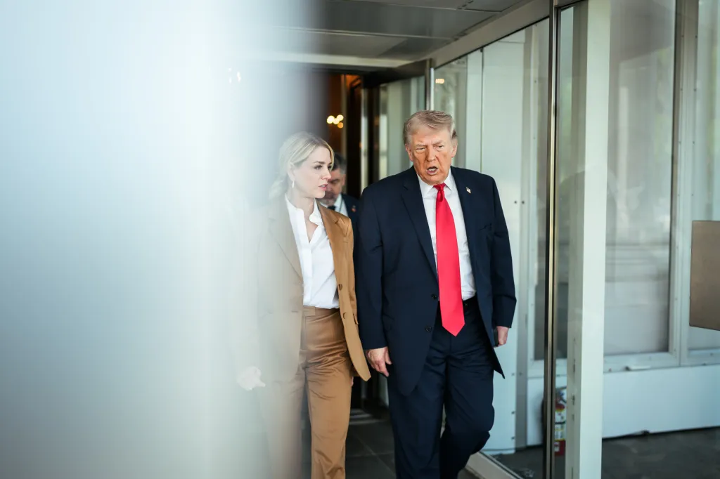 Attorney General Pam Bondi and President Donald Trump leave the White House en route for the US Supreme Court on April 1, 2026.