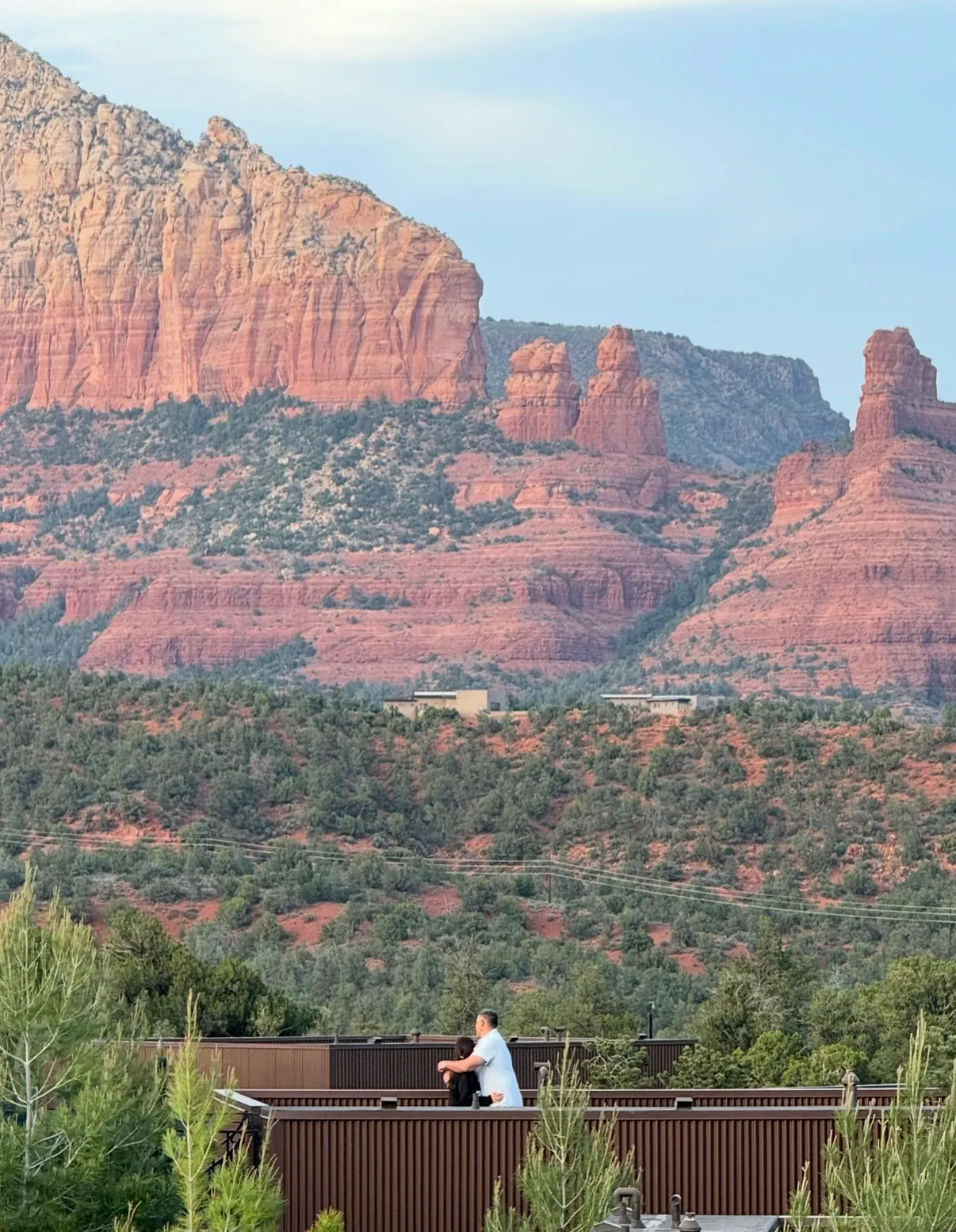 Mike Vrabel and Dianna Russini embrace at Ambiente Sedona hotel.