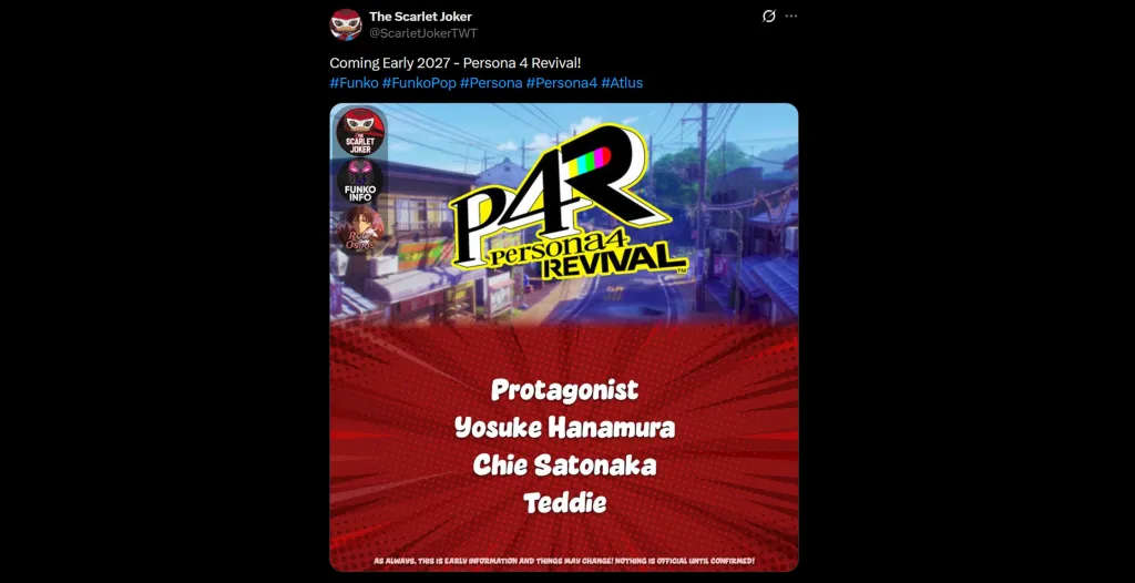 Persona 4 Revival Funko Pop Leak