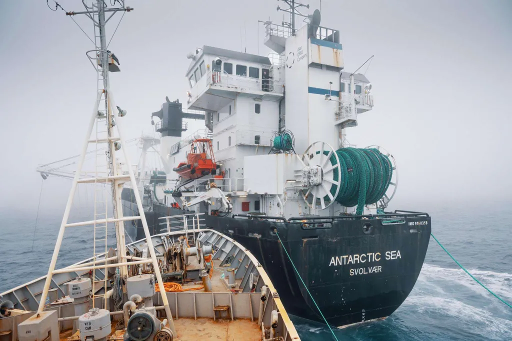 the M/V Bandero, operated by the Captain Paul Watson Foundation, slowly charged toward the stern of the Antarctic Sea, hitting the fishing vessel on its port side at a slight angle.