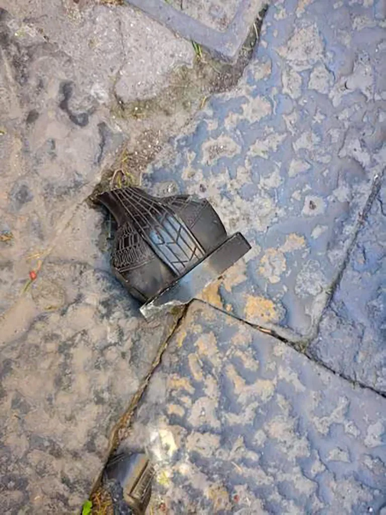 Fragment of the vase that hit a thirty-year-old woman in Naples, Italy.