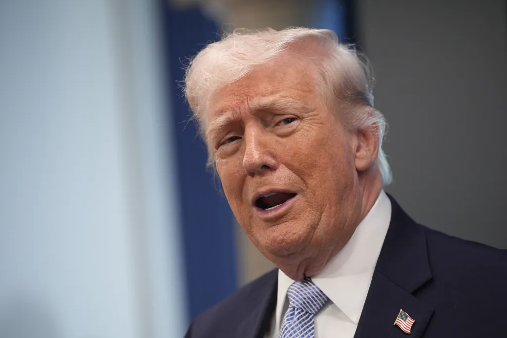 President Donald Trump at a press conference.