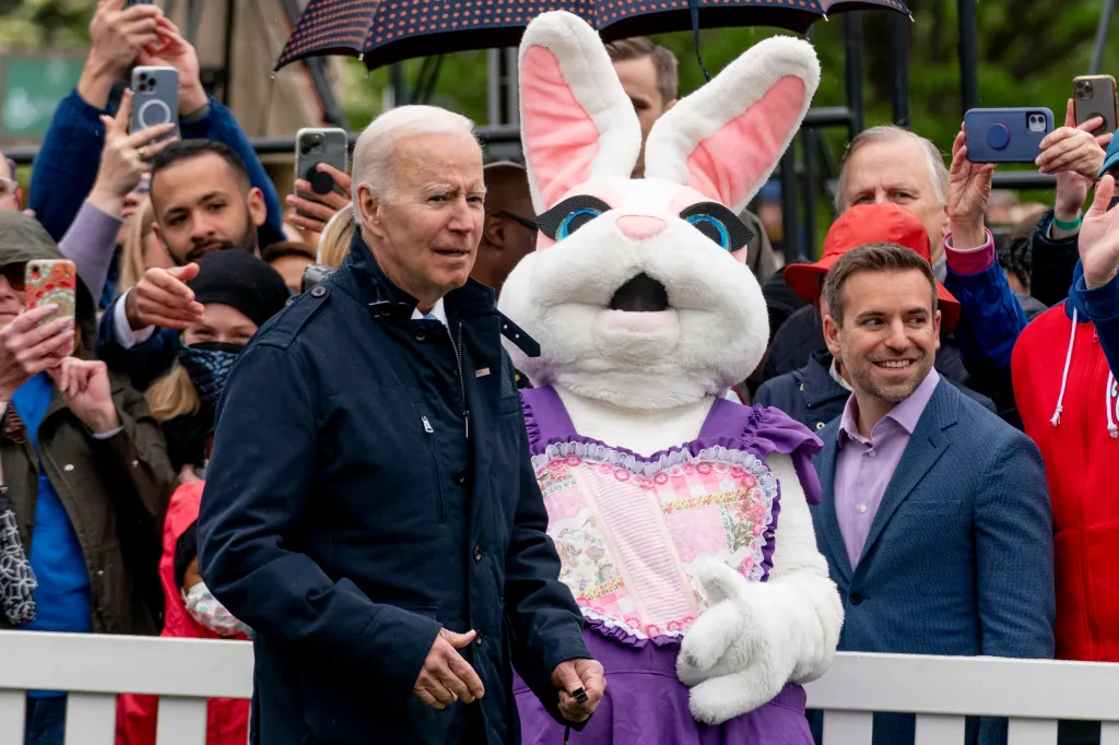 President Joe Biden with the Easter Bunny and event attendees.