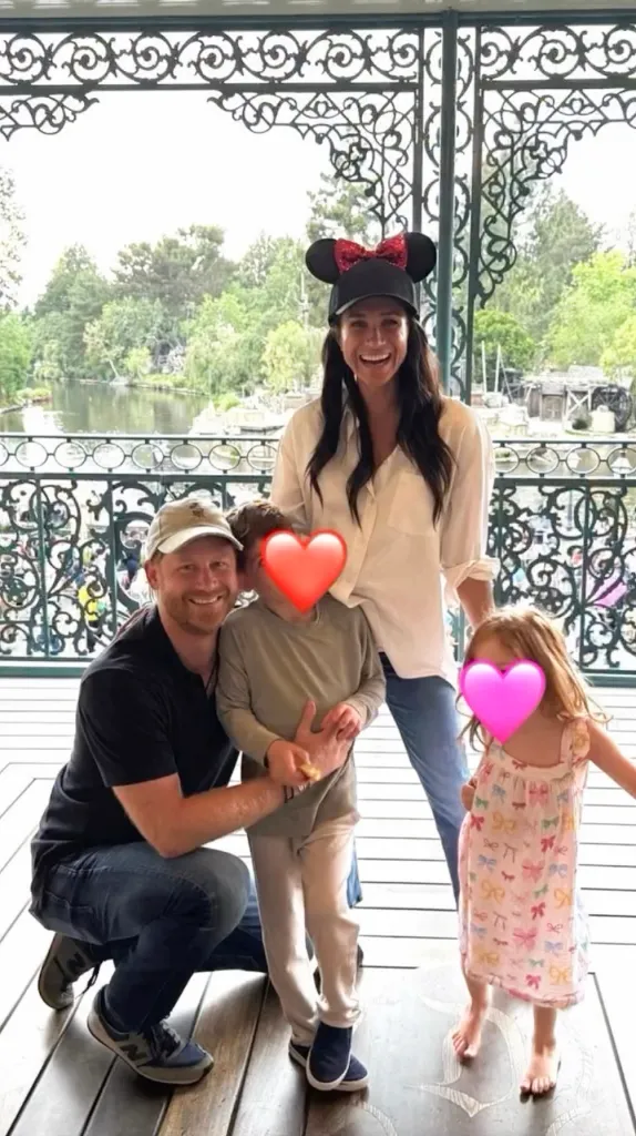 Prince Harry and Meghan Markle with their two children, Archie and Lilibet, at Disneyland.