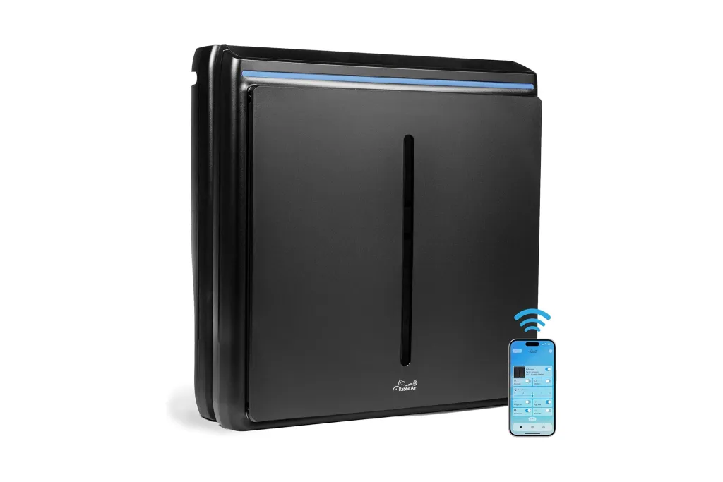 Black rectangular object with a blue strip