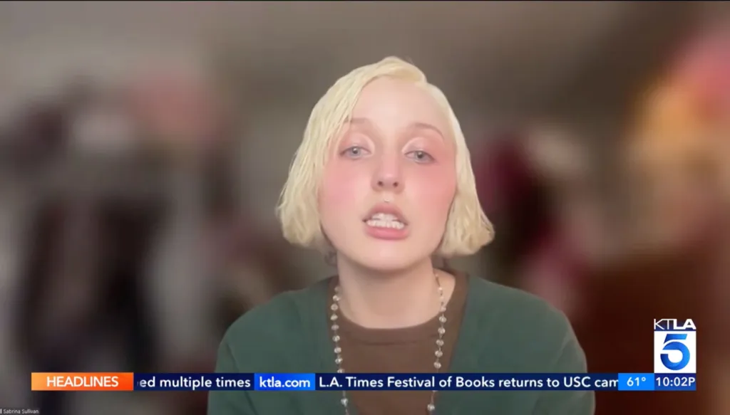 Sabrina Sullivan being interviewed on KTLA about the Silver Lake groper.