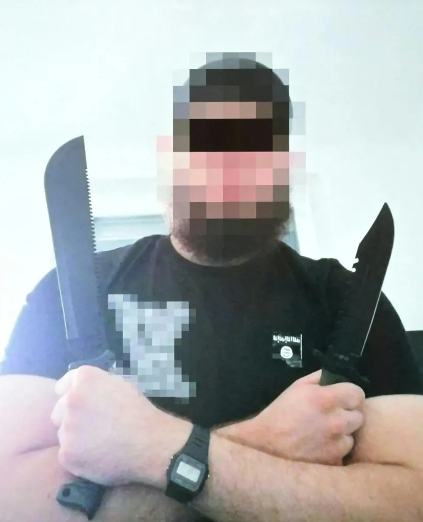 a photo of a man arrested in connection with an Islamist attack plot that caused the cancellation of the Vienna leg of a tour by American mega-star Taylor Swift, on the sidelines of a press conference on August 8, 2024 at the Foreign Ministy in Vienna, Austria.