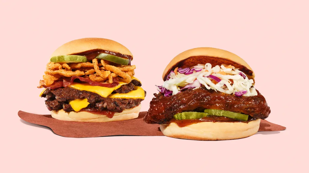 Shake Shack Smoky BBQ Rib Sandwich and Burger.