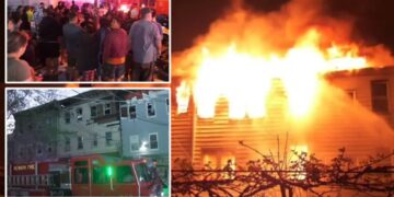 Six firefighters injured, dozens displaced after massive multi-building fire erupts in New Jersey