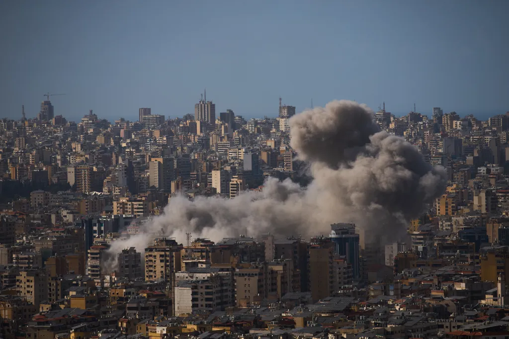 Smoke rises from Israeli airstrikes in Dahiyeh, a southern suburb of Beirut, Lebanon, Sunday, April 5, 2026.