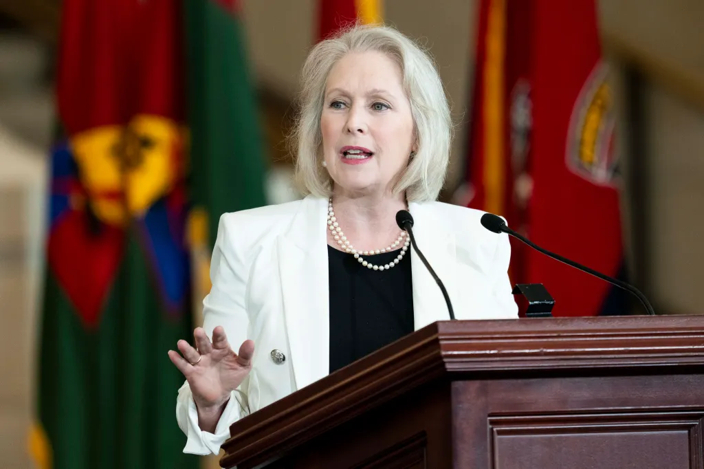 U.S. Senator Kirsten Gillibrand speaking at the United States Holocaust Memorial Museum's National Commemoration of the Days of Remembrance Ceremony.