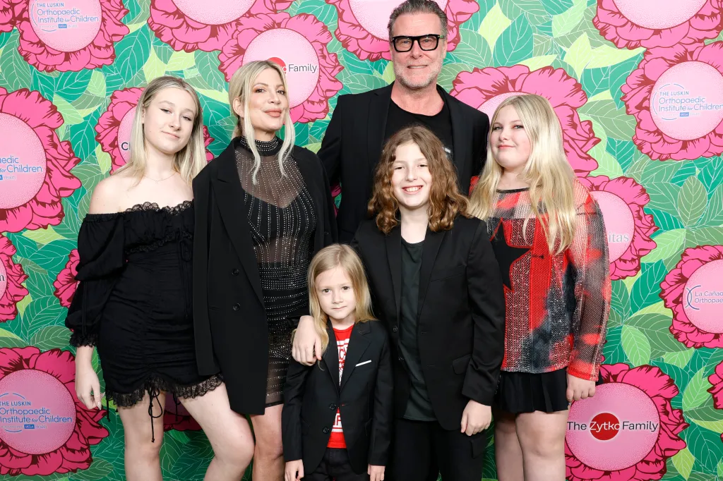 Tori Spelling and Dean McDermott with their five children: Stella, Beau, Finn, and Hattie Spelling, and Liam McDermott, at the Luskin Orthopaedic Institute for Children Stand for Kids Gala.
