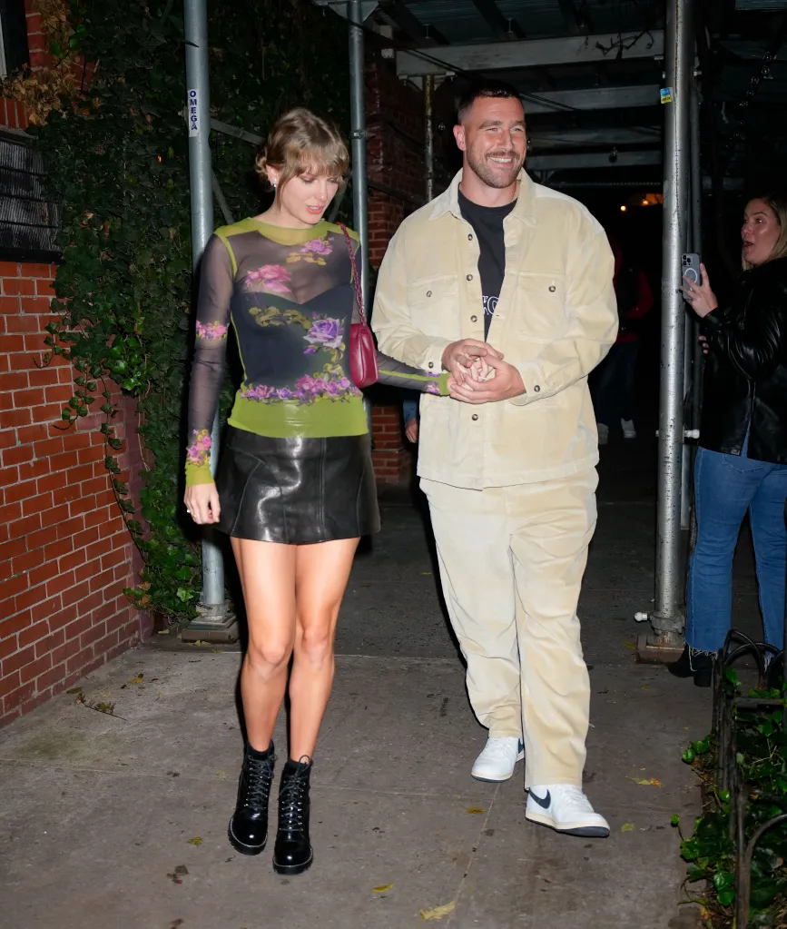 Taylor Swift and Travis Kelce leaving dinner in New York City.