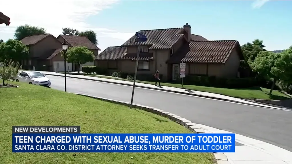 A street with houses, trees, and a car, with text overlaying the image that reads 