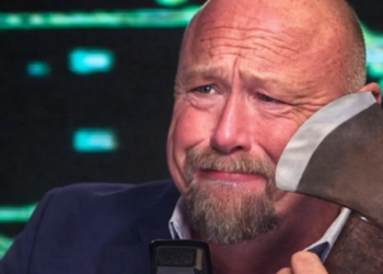 Alex Jones cradles battle axe while weeping on air over Trump’s ‘demonic spell’