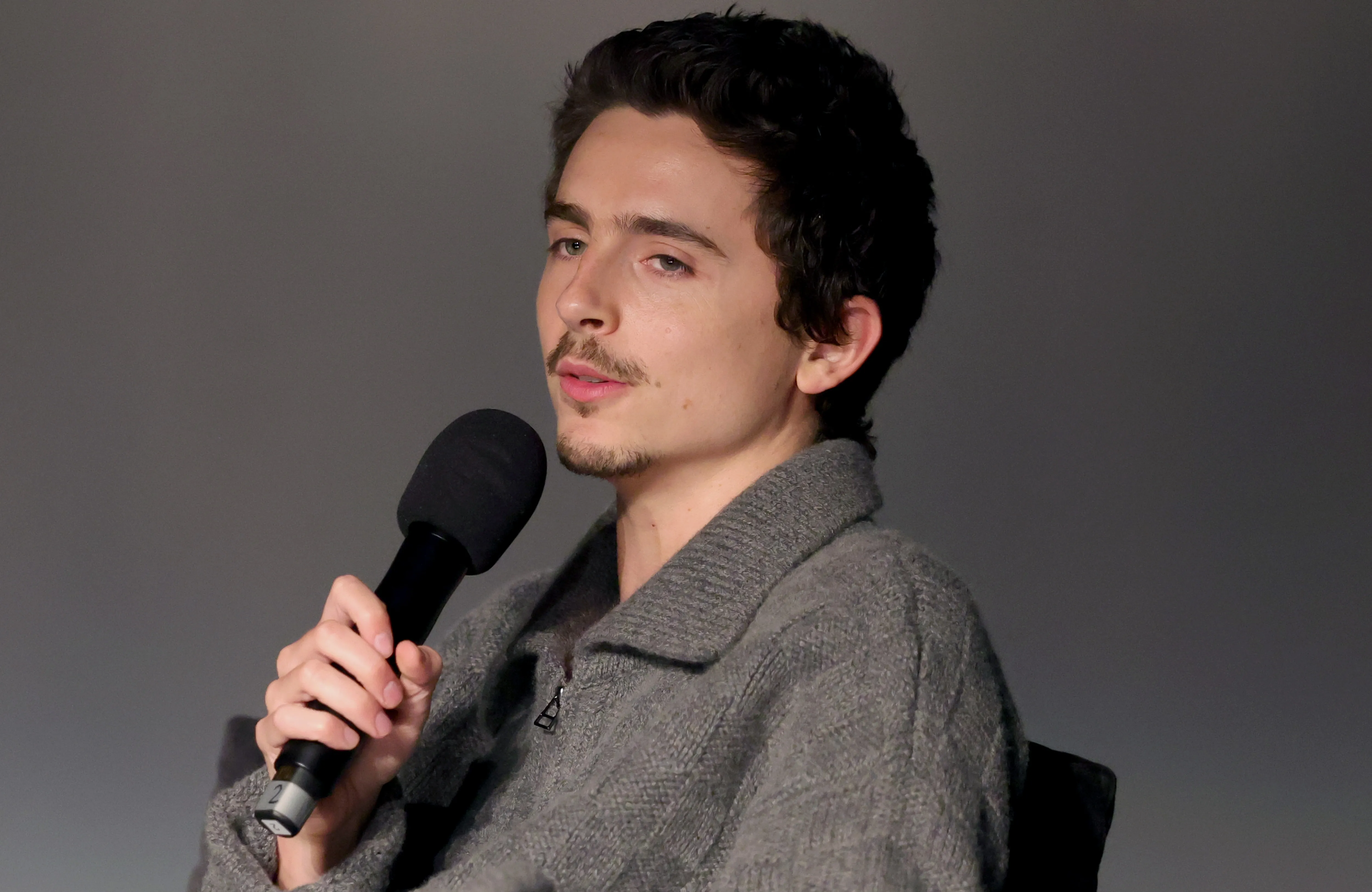 Timothée Chalamet speaking at a 