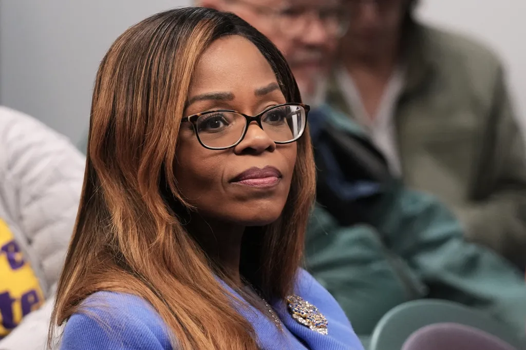 Rep. Sheila Cherfilus-McCormick, D-Fla., listens during a rally on Jan. 28, 2026, in Fort Lauderdale, Florida.