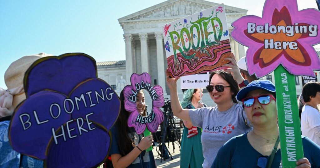 Hundreds rally outside Supreme Court to defend birthright citizenship against Trump’s executive order