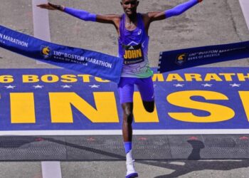 Boston Marathon winner John Korir sets course record as Kenyans sweep men’s and women’s races