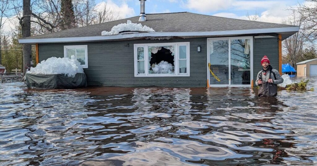 Heavy rain and snowmelt hurtle large chunks of ice into northeastern Michigan homes