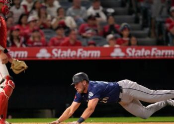 Angels muster only one hit in extra-innings loss to Seattle in home opener