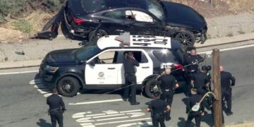 One person killed after a police chase on the 5 Freeway in East L.A.