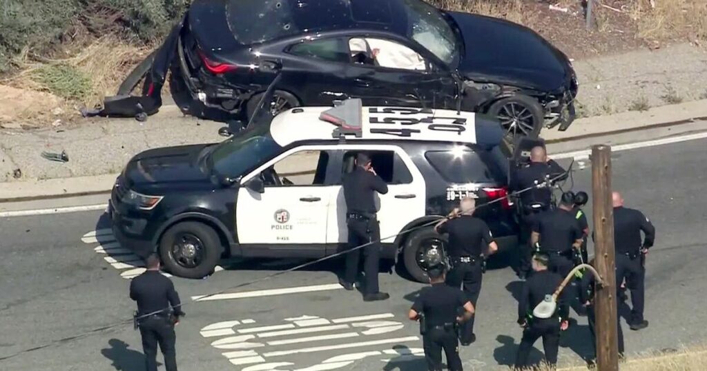 One person killed after a police chase on the 5 Freeway in East L.A.