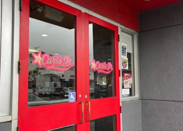 Workers protest at Carl’s Jr. in North Hollywood for protection from violent customers