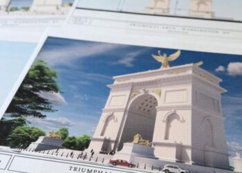 Trump’s Washington arch plan includes golden-winged figure, eagles, lions and ‘One Nation Under God’