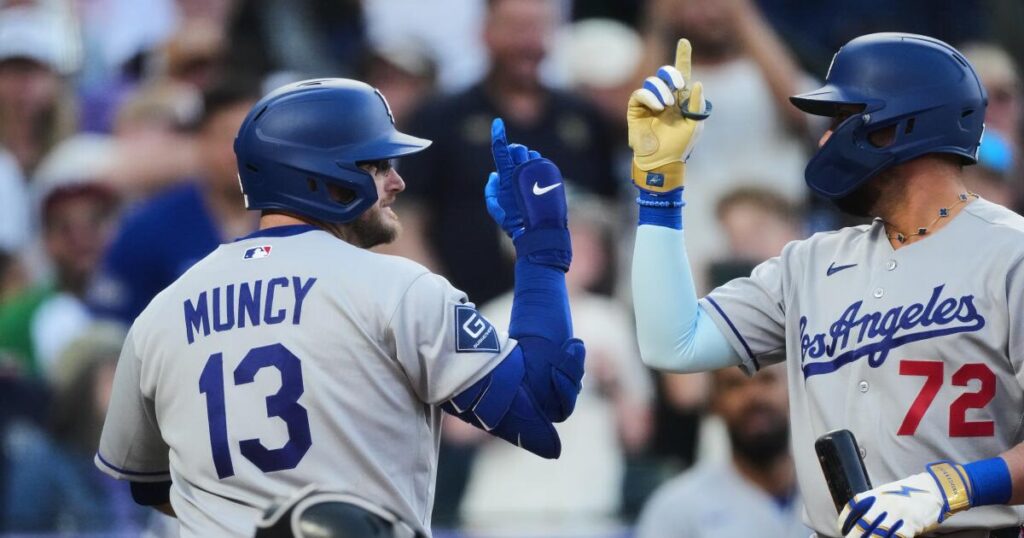 Max Muncy and Dalton Rushing each homer twice in Dodgers’ 15-hit, blowout win