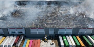 Ontario warehouse arson suspect posted live video showing fire being ignited. Police investigating video