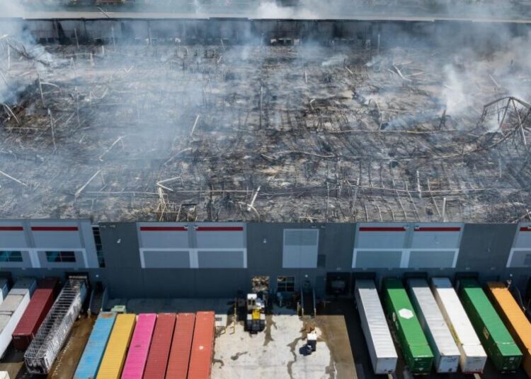 Ontario warehouse arson suspect posted live video showing fire being ignited. Police investigating video