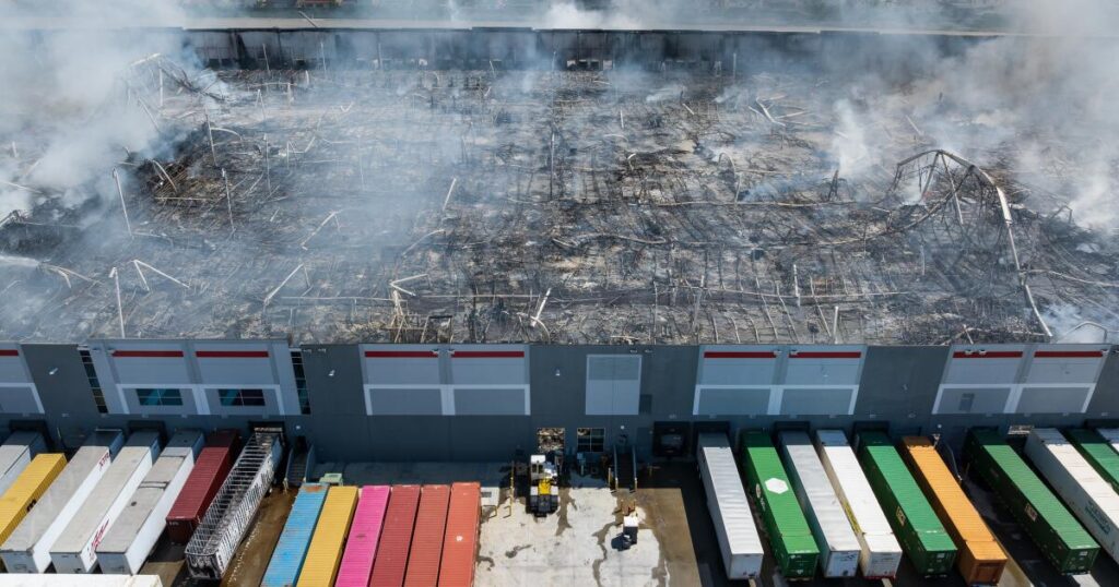 Ontario warehouse arson suspect posted live video showing fire being ignited. Police investigating video