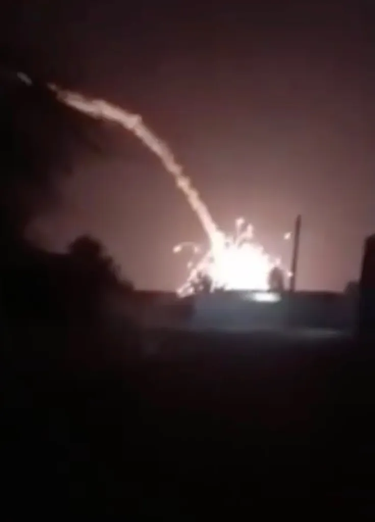 A missile explodes in Iran during a rescue mission for the missing Air Force pilot on April 4, 2026.