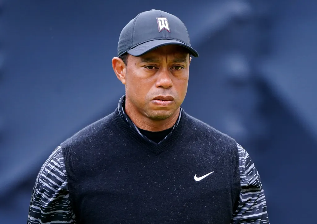Tiger Woods on the putting green at The Open.