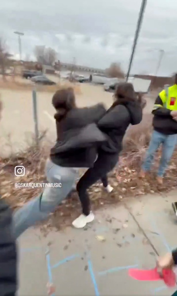 Paige Ostroushko attacks Hernandez by throwing a punch at the reporter, sparking the violence to escalate.