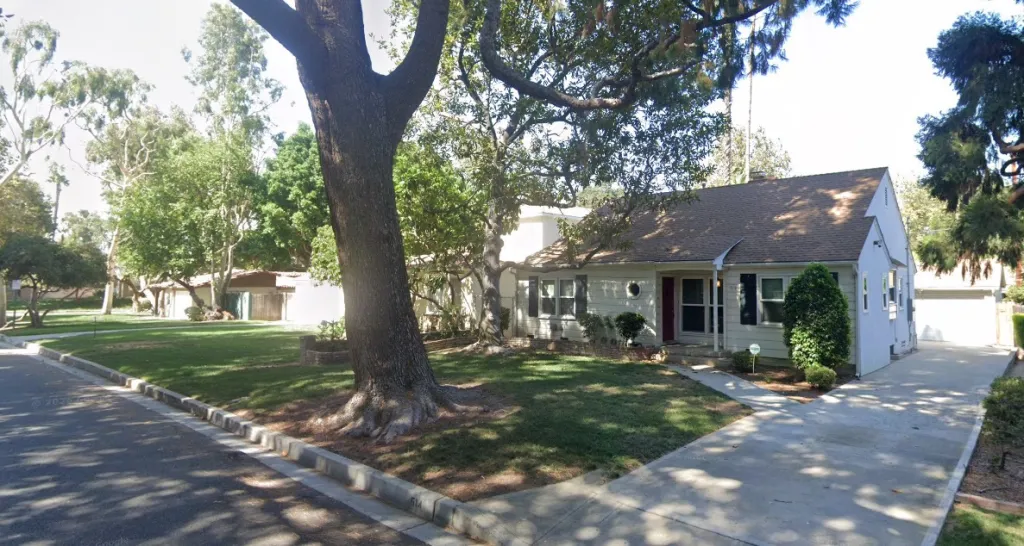 View of S. Keystone Street in Burbank, California, with Walt Disney Studios to the right.