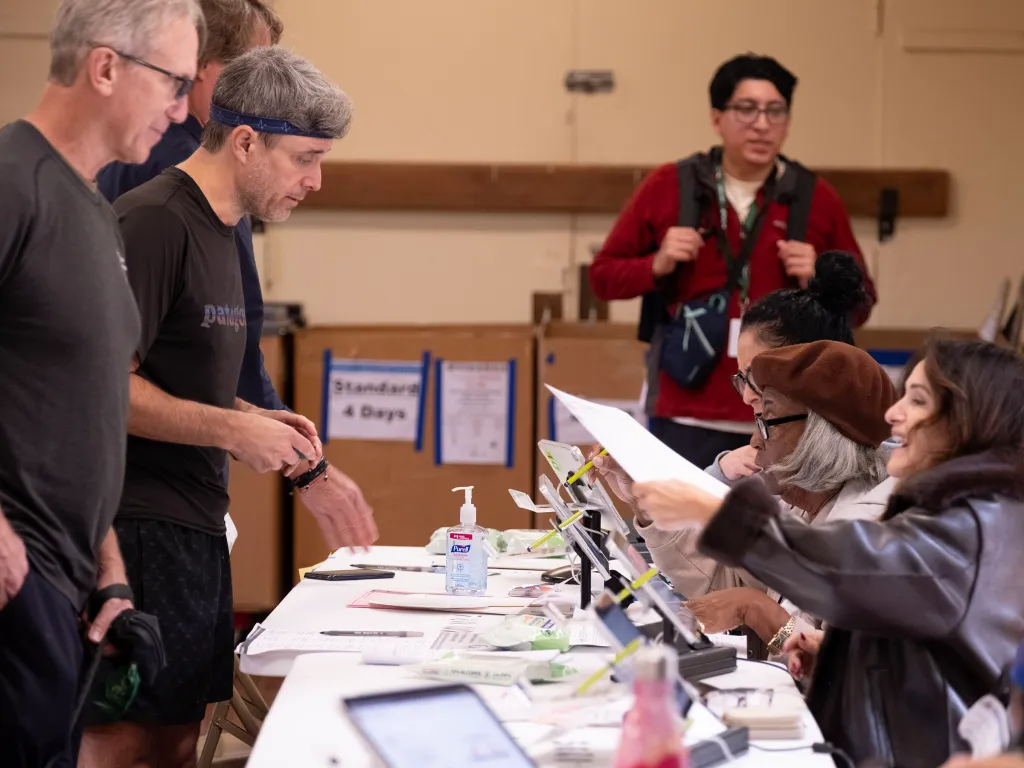People voting on Prop 50 in Pacific Palisades.