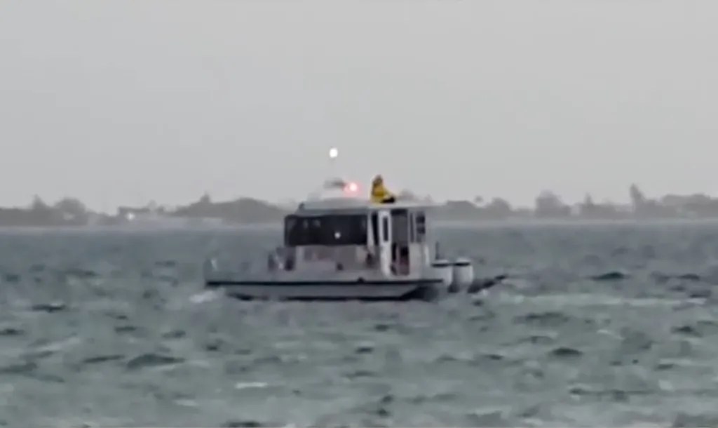 Brian digitally edited the maps to mark areas on their dinghy route, which the couple were taking back to their yacht when he claims Lynette toppled overboard.