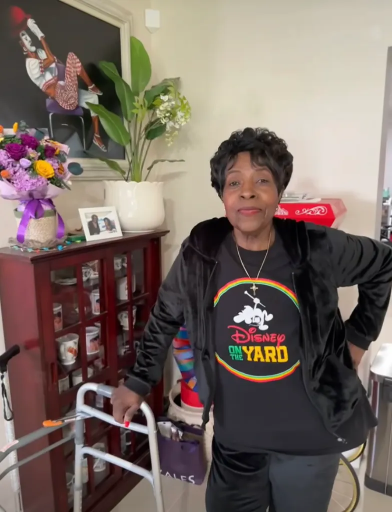 JoMarie Payton in a black outfit with a 