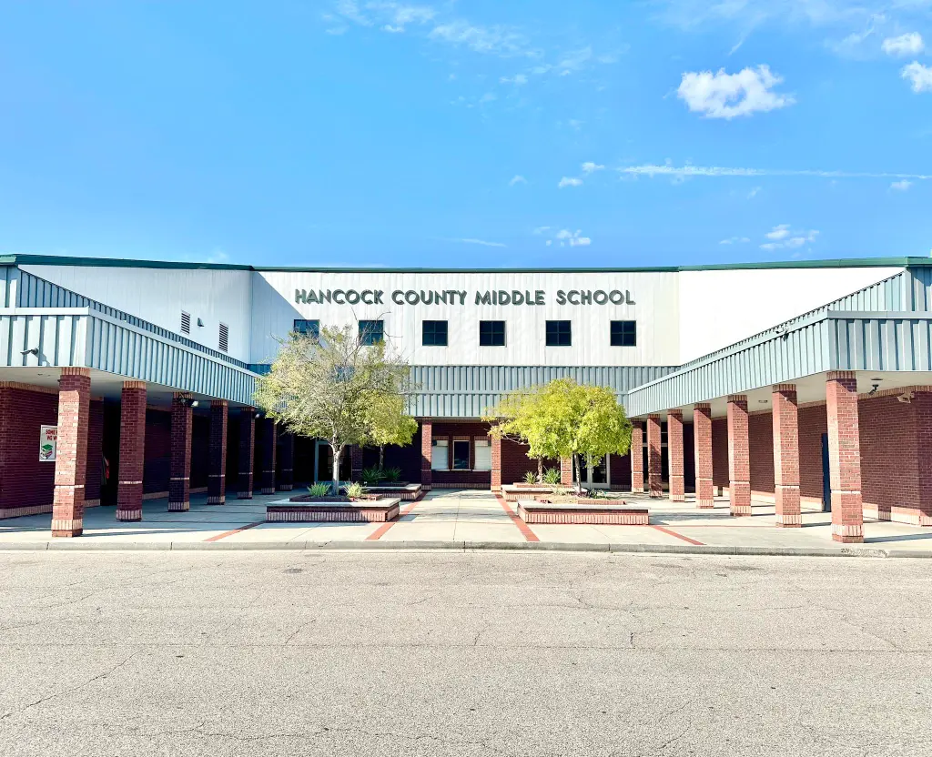 A middle school that says Hancock County Middle School