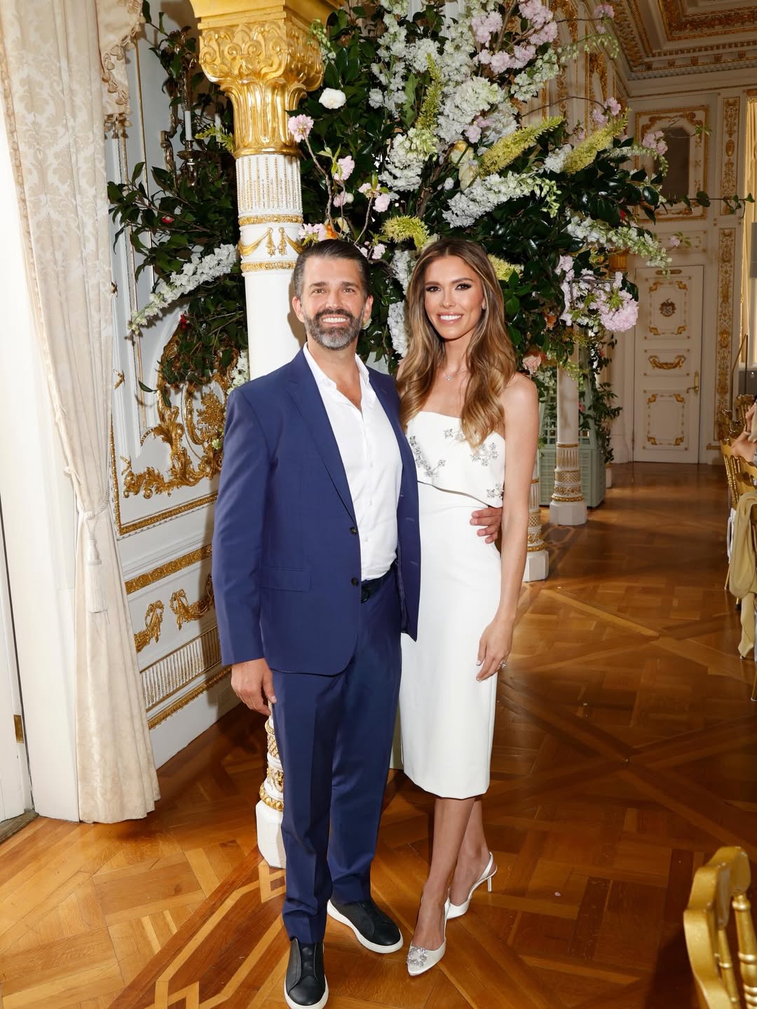 Donald Trump Jr. and Kimberly Guilfoyle posing together at Bettina Anderson's bridal shower.