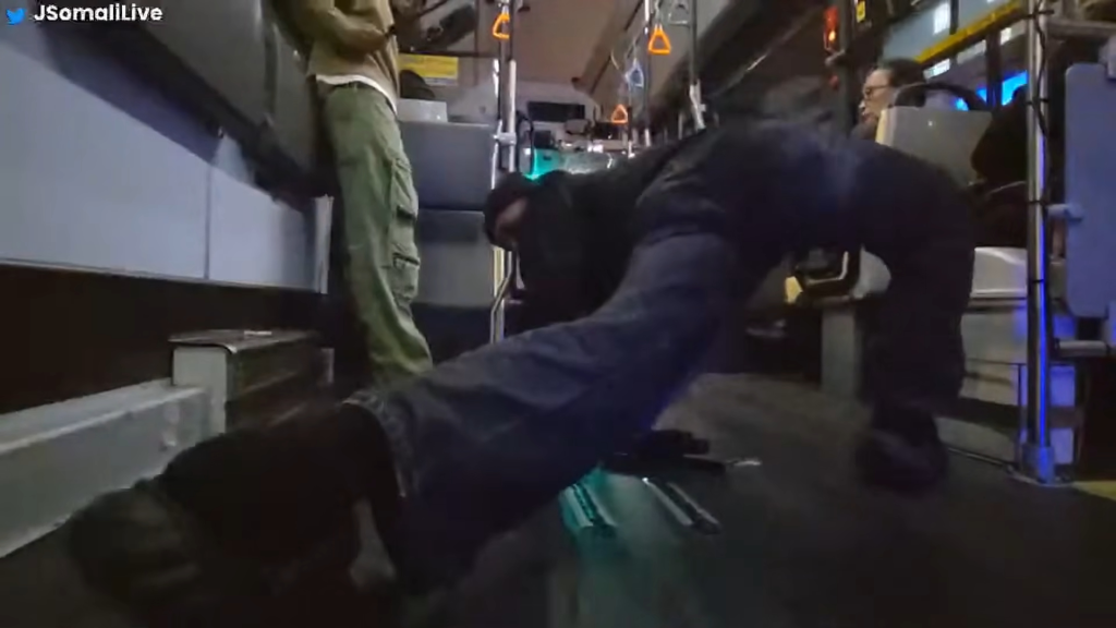 Ismael makes sexual dance moves during the short bus ride, aggravating passengers aboard.