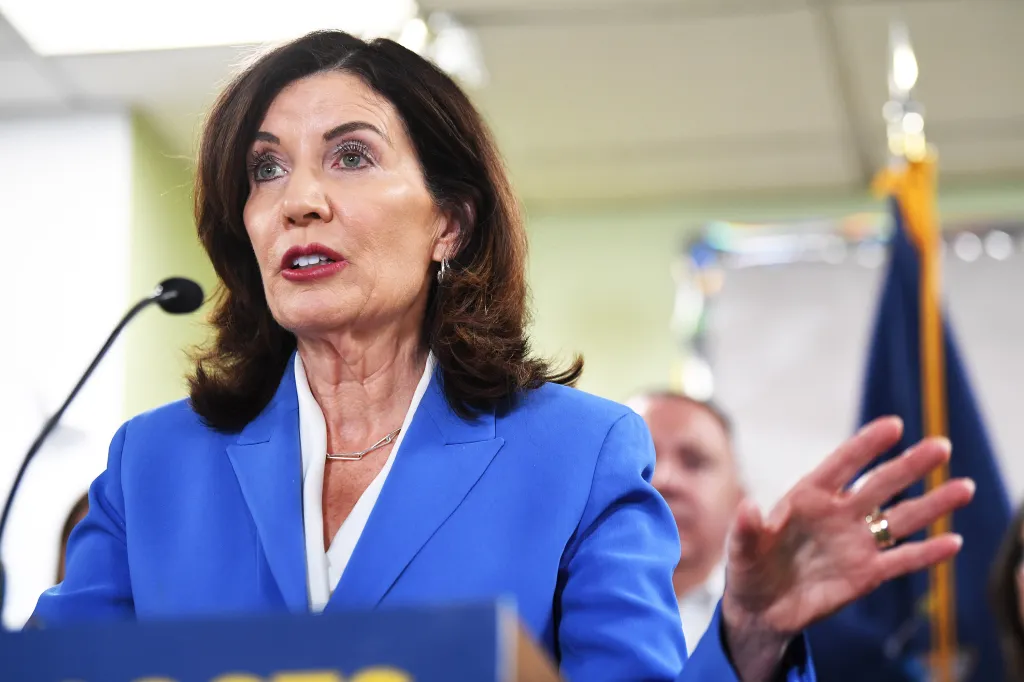 New York Governor Kathy Hochul speaks about childcare investments.