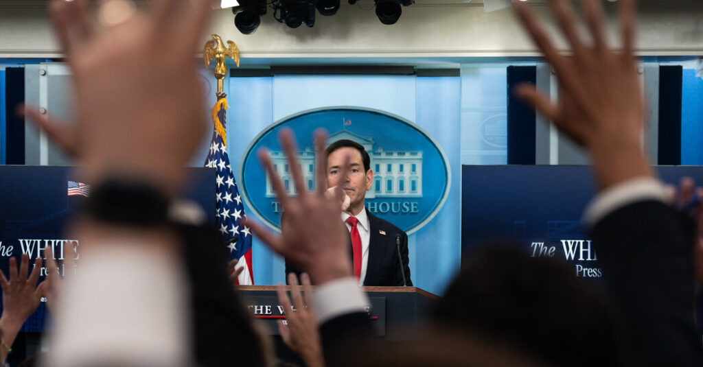 Trump’s Gyrations on the War Leave Even Rubio Out of Sync