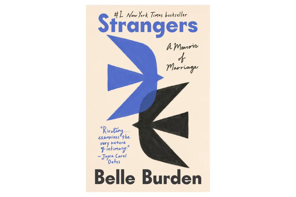 Illustration of two abstract bird shapes, one blue and one black, on the cover of the book 