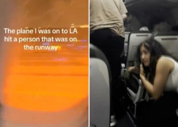 Terrifying videos show Frontier Airlines passengers fleeing smoke-filled cabin after jet strikes person on Denver runway