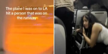 Terrifying videos show Frontier Airlines passengers fleeing smoke-filled cabin after jet strikes person on Denver runway